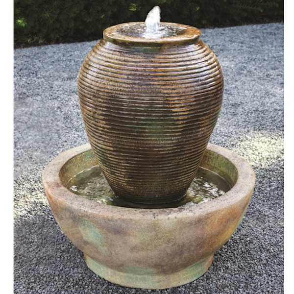 Shimmering Urn Fountain Bubbling Vessel Vase Garden Decorative